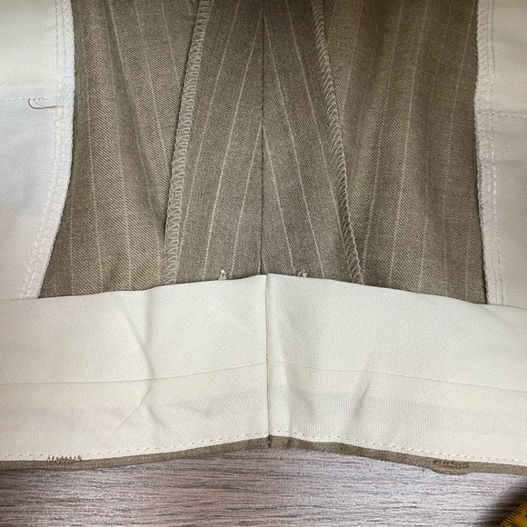 Bachrach Tan Chalk Stripe Pinstripe Suit 43L
